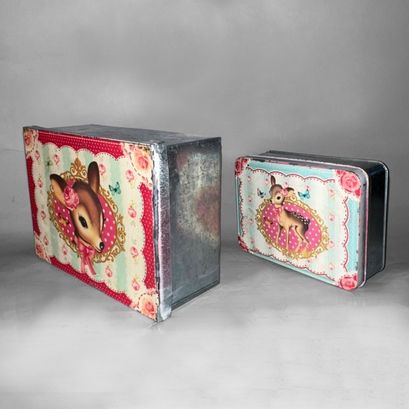 Set of 2 Spring Deer Tins - Picture 2 of 5